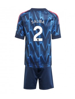 Arsenal William Saliba #2 Replika Borta Kläder Barn 2025-26 Kortärmad (+ byxor)